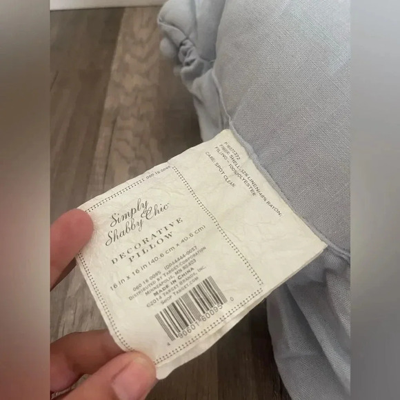 SIMPLY SHABBY CHIC FRENCH FARMHOUSE BLUE RUCHED FLOWER PILLOW HTF RARE - Picture 9 of 16